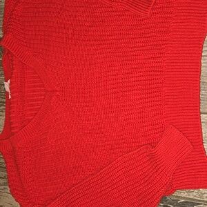 PINK Red V-Neck Sweater